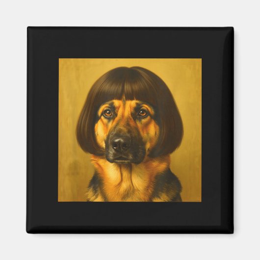 Grappige Duitse Herdershond Bob Kapsel Hond Meme M Magneet (Voorkant)