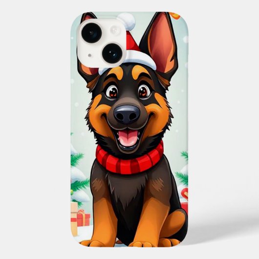 Grappige Duitse Herdershond Festive Kerstmis Case-Mate iPhone Case (Achterkant)