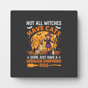 Grappige Duitse Herdershond Halloween Heks Hond Fotoplaat