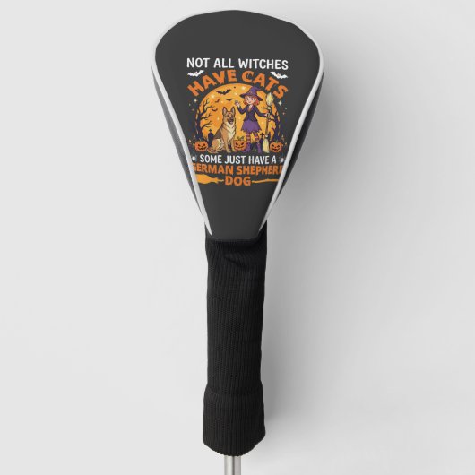 Grappige Duitse Herdershond Halloween Heks Hond Golfheadcover (Voorkant)