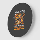 Grappige Duitse Herdershond Halloween Heks Hond Grote Klok (Hoek)