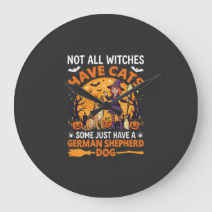 Grappige Duitse Herdershond Halloween Heks Hond Grote Klok