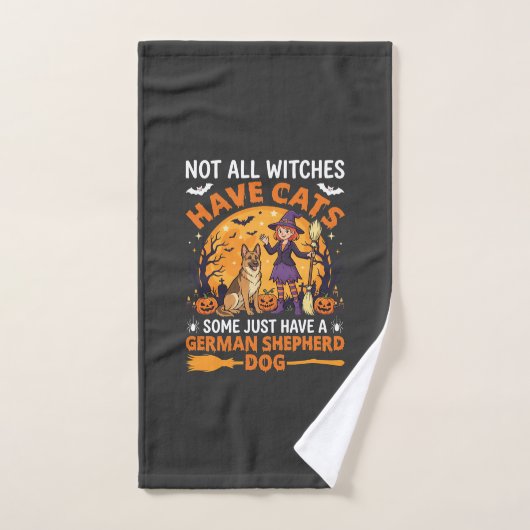 Grappige Duitse Herdershond Halloween Heks Hond Handdoek (Handdoek)