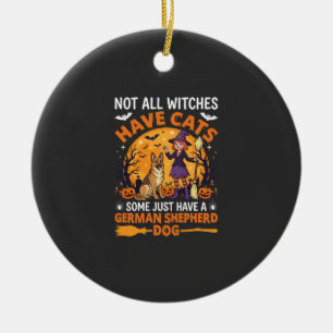 Grappige Duitse Herdershond Halloween Heks Hond Keramisch Ornament