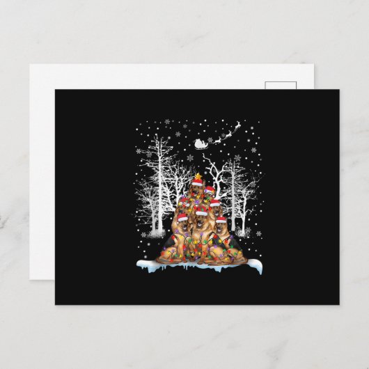 Grappige Duitse Herdershond Kerstboom Hoed In Snee Uitnodiging Briefkaart (Voorkant / Achterkant)