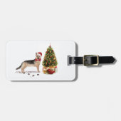Grappige Duitse Herdershond met Kerstboom Bagagelabel (Voorkant horizontaal)