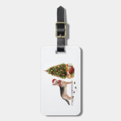 Grappige Duitse Herdershond met Kerstboom Bagagelabel (Voorkant verticaal)