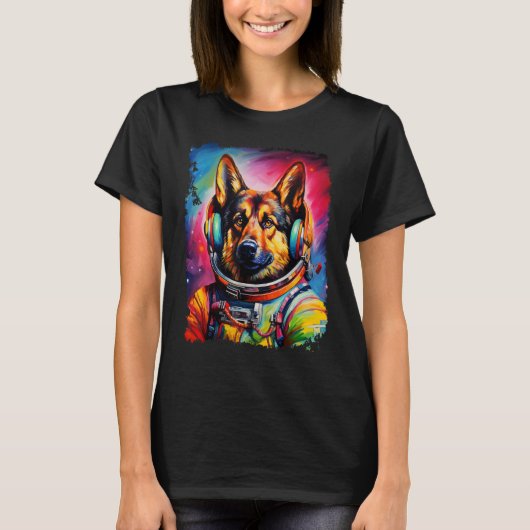 Grappige Duitse Herdershond Ruimte T-shirt (Voorkant)