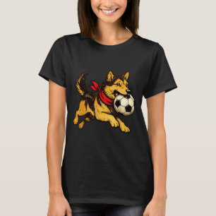Grappige Duitse Herdershond Speelt Voetbal Speldag T-shirt