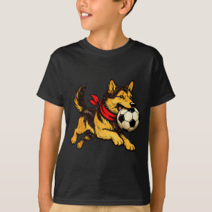 Grappige Duitse Herdershond Speelt Voetbal Wedstri T-shirt