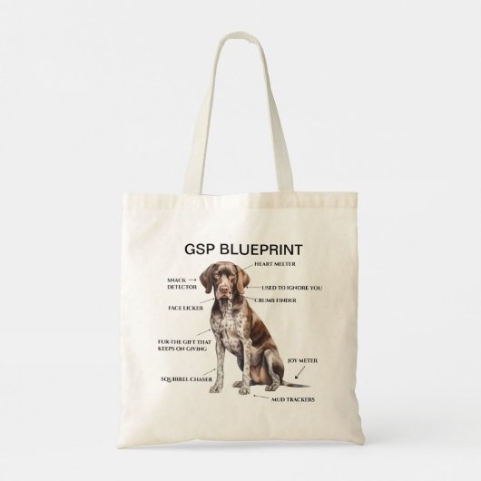 Grappige Duitse kortharige pointer blauwdruk Tote Bag (Achterkant)