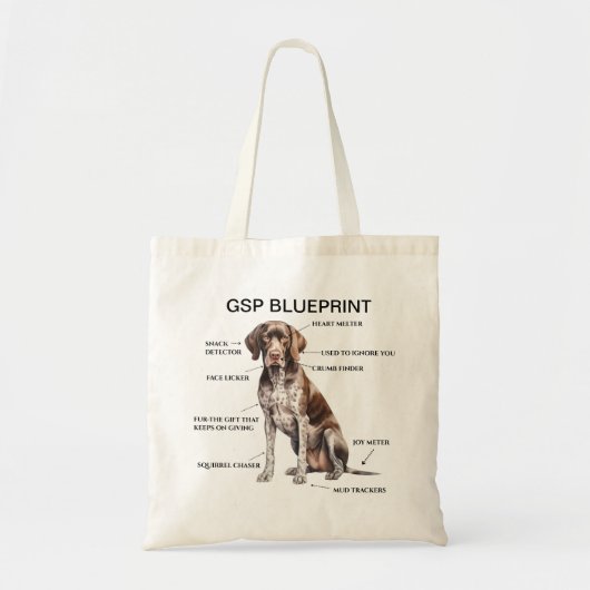 Grappige Duitse kortharige pointer blauwdruk Tote Bag (Voorkant)
