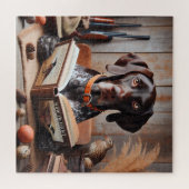 Grappige Duitse kortharige pointer hondenjacht Legpuzzel (Horizontaal)