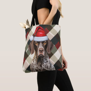 Grappige Duitse Staande Hond Kersthond Geruit Tote Bag