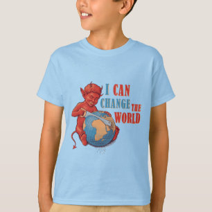 Grappige Duivel Kind “Ik Kan de Wereld Veranderen” T-shirt