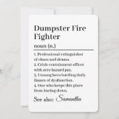 Grappige Dumpster Fire Fighter Definitiekaart Kaart (Voorkant)