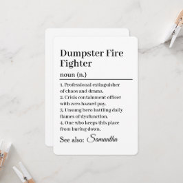 Grappige Dumpster Fire Fighter Definitiekaart Kaart