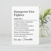 Grappige Dumpster Fire Fighter Definitiekaart Kaart (Staand voorkant)