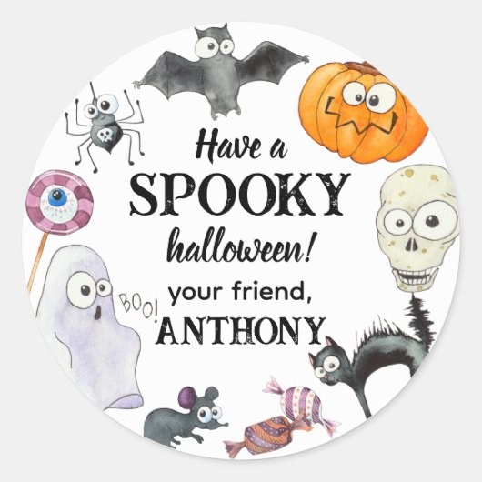 Grappige Dwaas Gezicht Monsters Halloween Stickers (Voorkant)