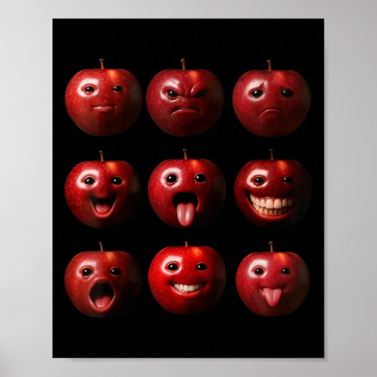 Grappige Dwaze Ai Appel Gen Z Meme Brainrot Humor Poster (Voorkant)