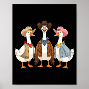 Grappige Dwaze Gans Cowboy Western Cowgirl Gans Hu Poster