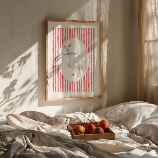 Grappige Dwaze Gans Watercolor Print