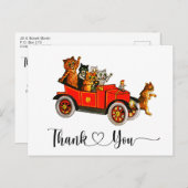 Grappige Dwaze Katten Retro Auto Bedank Script Har Briefkaart (Voorkant / Achterkant)