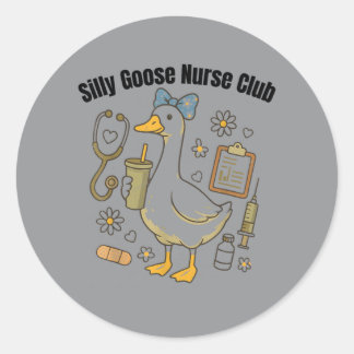 Grappige Dwaze Verpleegster Club Verpleegster Humo Ronde Sticker