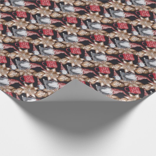 Grappige Dwerg, Rode Koffiemok, Bruine Koekjes Cadeaupapier (Hoek)