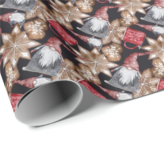 Grappige Dwerg, Rode Koffiemok, Bruine Koekjes Cadeaupapier (Rol Hoek)