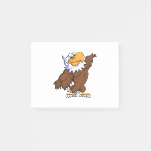 grappige eagle cartoon poseren mascotte karakter post-it® notes
