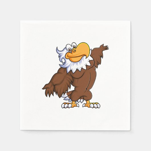 grappige eagle cartoon poseren mascotte karakter servet (Voorkant)