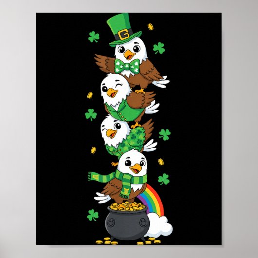 Grappige Eagle Clover St Patricks Day Vrouwen Mann Poster (Voorkant)