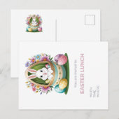 Grappige Easter Egg Hunt: Bunny Uitnodiging Briefkaart (Voorkant / Achterkant)