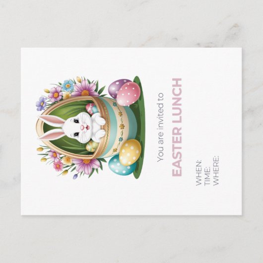 Grappige Easter Egg Hunt: Bunny Uitnodiging Briefkaart (Voorkant)