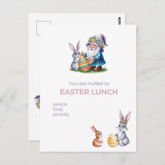 Grappige Easter Egg Hunt: Waterverf Bunny Briefkaart (Voorkant / Achterkant)