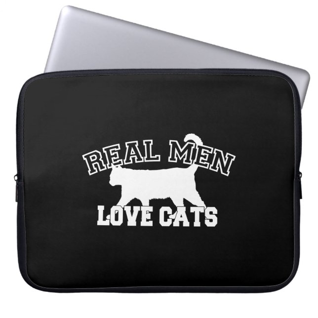 Grappige Echte Mannen Liefhebben Katten Laptop Sleeve (Voorkant)