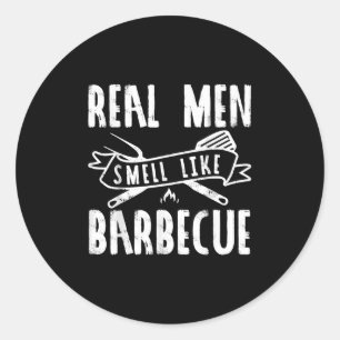 Grappige echte Mannen ruiken naar barbecue bbq cad Ronde Sticker