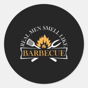 Grappige echte Mannen ruiken naar barbecue bbq gri Ronde Sticker