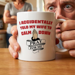Grappige echtgenoot quote - Bid voor me Tweekleurige Koffiemok
