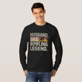 Grappige echtgenoot vader bowling legende retro bo t-shirt (Voorkant volledig)