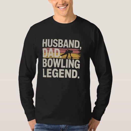 Grappige echtgenoot vader bowling legende retro bo t-shirt (Voorkant)