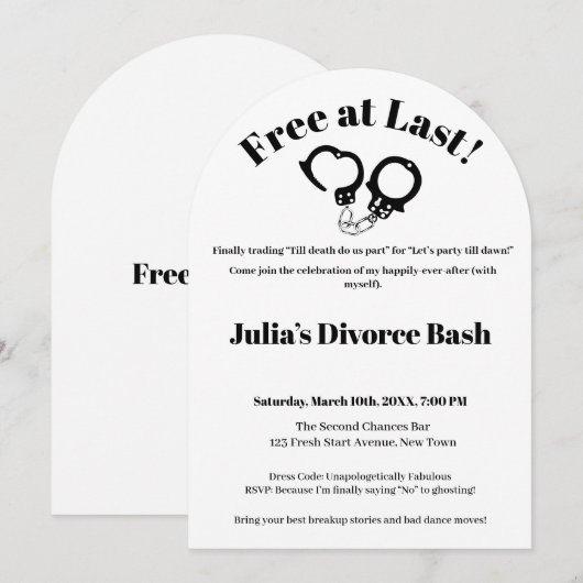 Grappige echtscheiding eindelijk gratis kaart (Voorkant / Achterkant)