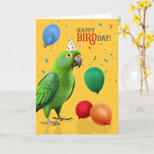 Grappige Eclectus Papegaai Verjaardag Humor Kaart (Gele Bloem)