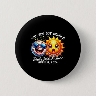 Grappige Eclipse Zon Kreeg Maan Zonne-energie Ronde Button 5,7 Cm