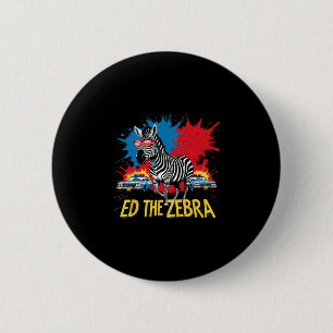 Grappige Ed De Zebra 2025 Avontuur Retro Vintage 1 Ronde Button 5,7 Cm