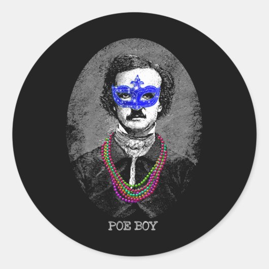 Grappige Edgar Allan Poe Mardi Gras Mashup Ronde Sticker (Voorkant)