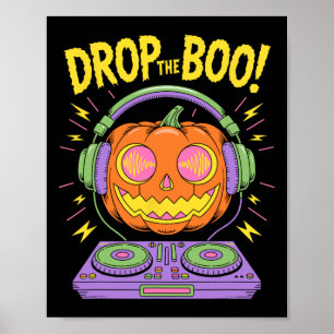 Grappige EDM DJ Halloween Pumpkin Poster