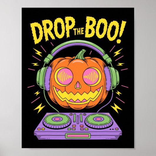 Grappige EDM DJ Halloween Pumpkin Poster (Voorkant)