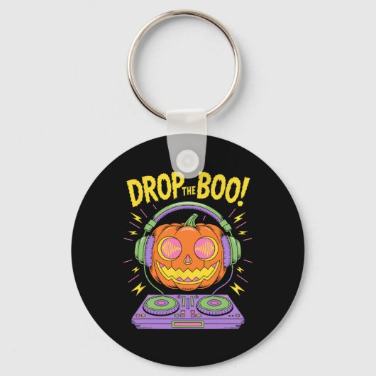 Grappige EDM DJ Halloween Pumpkin Sleutelhanger (Voorkant)